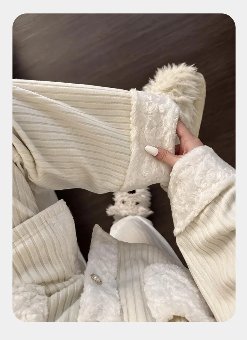 Cashmere Pajamas for Women Autumn/Winter 2026 New Thickened Warm Comfortable Sweet and Cute Homewear Two-Piece Set · Wholesale · OEM · Worldwide Shipping - Detail 9