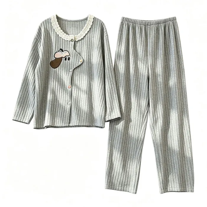 Cashmere Pajamas for Women Autumn/Winter 2026 New Thickened Warm Comfortable Sweet Cute Homewear Two-Piece Set · Wholesale · OEM · Worldwide Shipping - Detail 1