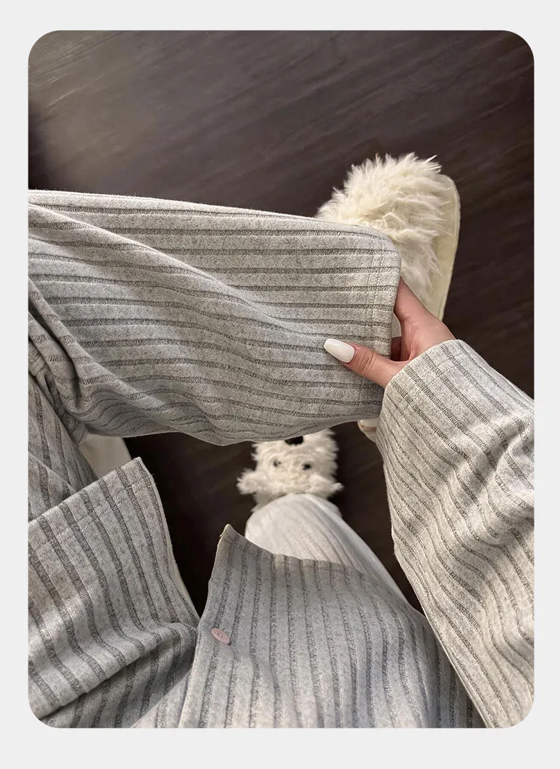 Cashmere Pajamas for Women Autumn/Winter 2026 New Thickened Warm Comfortable Sweet Cute Homewear Two-Piece Set · Wholesale · OEM · Worldwide Shipping - Detail 9