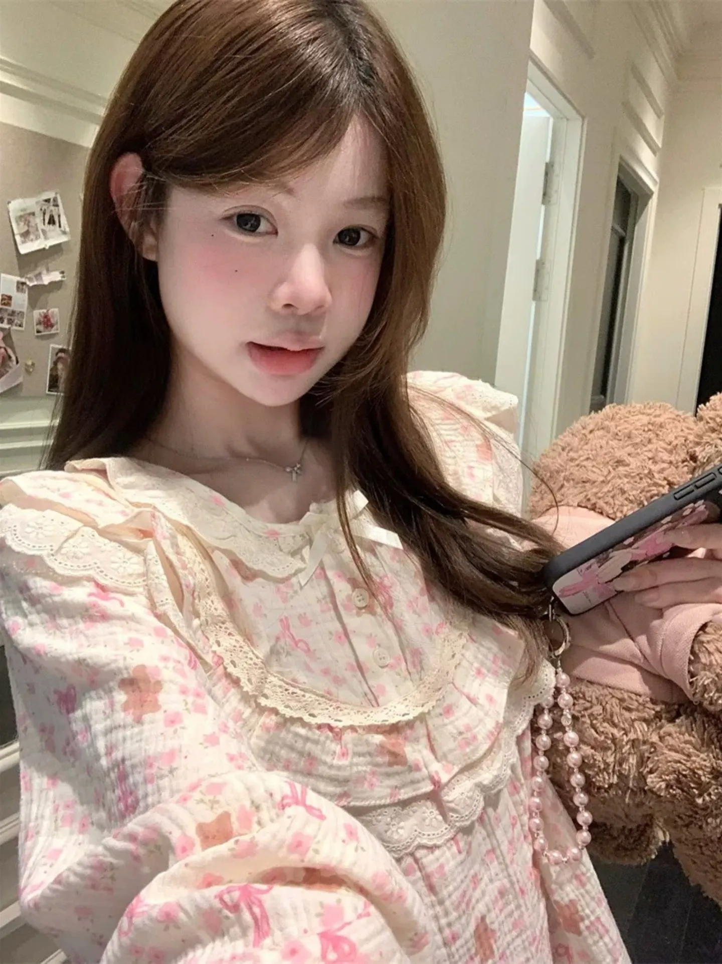 6596 Palace-Style Bear 2027 Spring/Autumn New Korean-Style Pajamas Women Influencer-Style Long-Sleeve Loungewear Set · Wholesale · OEM · Worldwide Shipping - Detail 9