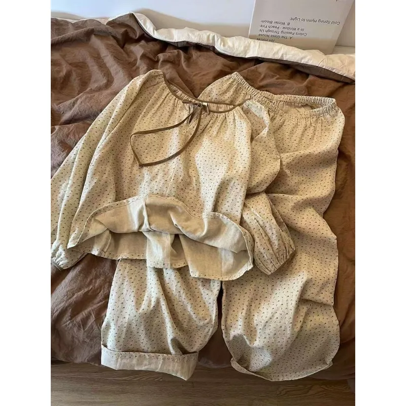 طقم ملابس منزلية نسائي جديد بحشوة صدرية قطن سحابي بأكمام طويلة وبنطال واسع بنقشة أزهار صغيرة · بيع بالجملة · تصنيع حسب الطلب · شحن عالمي - Detail 1