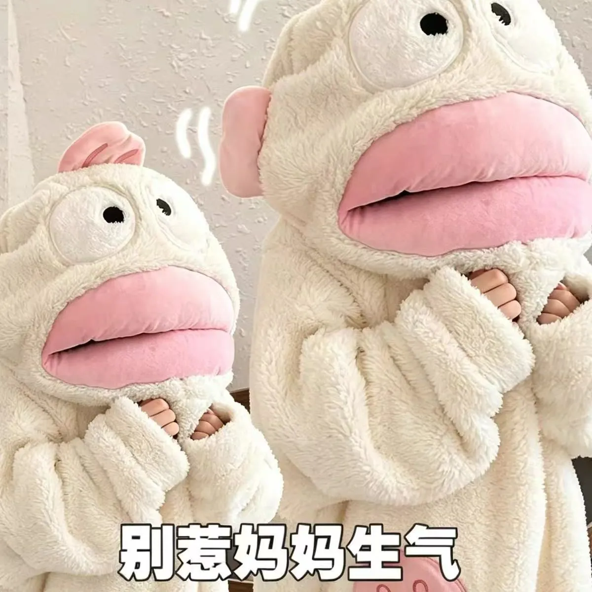 원피스 로브 재미있는 흰동가리 후드 코랄 플리스 파자마 여성 겨울 두꺼운 기모 · 도매 · OEM · 전 세계 배송 - View 2