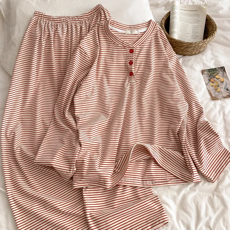 Pyjama femme ultra-doux automne hiver manches longues polaire fin à rayures simples haut de gamme épais vêtement d'intérieur · Grossiste · OEM · Mondial