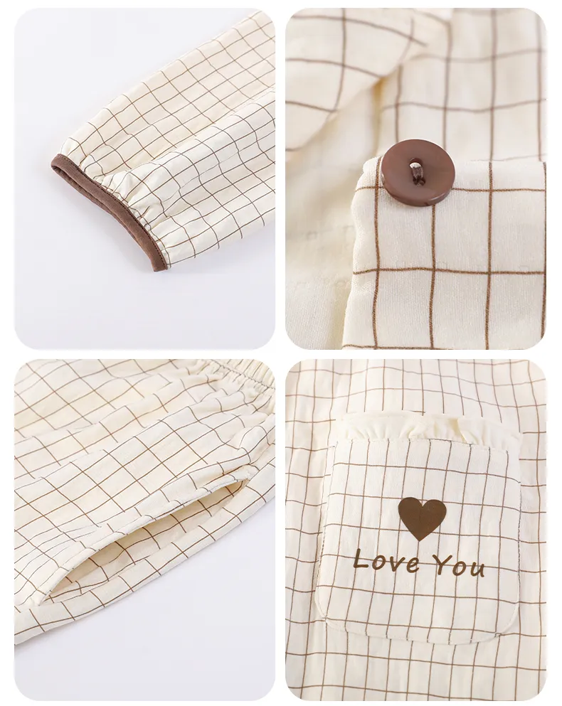 Autumn Cloud Cotton Long Sleeve Long Pants Women's Pajama Set with Chest Pads Spring Cardigan Live Streaming Spring Autumn Pajamas Loungewear · Wholesale · OEM · Worldwide Shipping - Detail 18