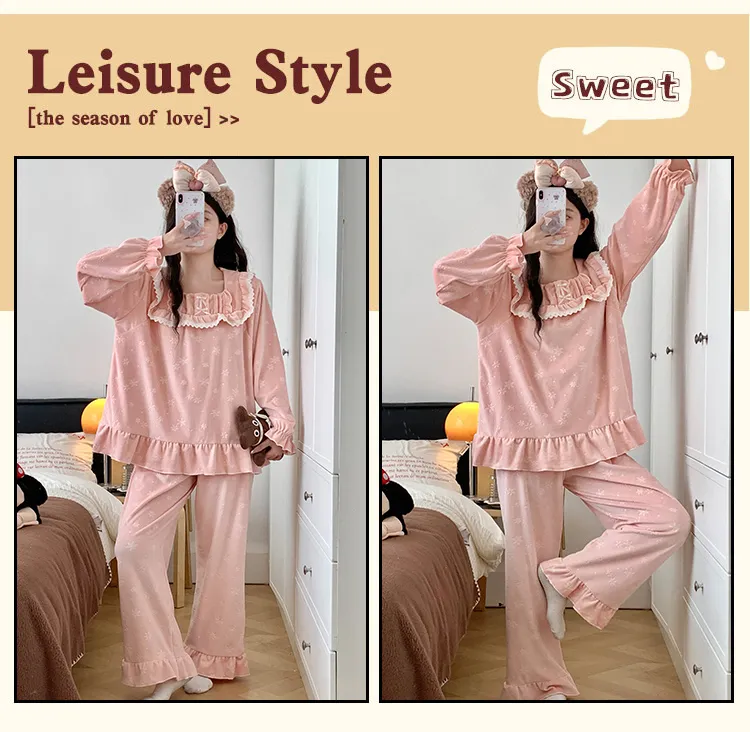 6706Z# Nouvelle collection hiver pyjama femme épais en velours polaire île, style princesse en dentelle, manches longues, ensemble de vêtements d'intérieur doux · Grossiste · OEM · Mondial - Detail 22