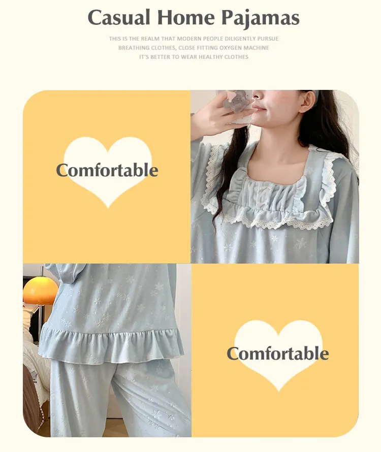 6706Z# Nouvelle collection hiver pyjama femme épais en velours polaire île, style princesse en dentelle, manches longues, ensemble de vêtements d'intérieur doux · Grossiste · OEM · Mondial - Detail 8