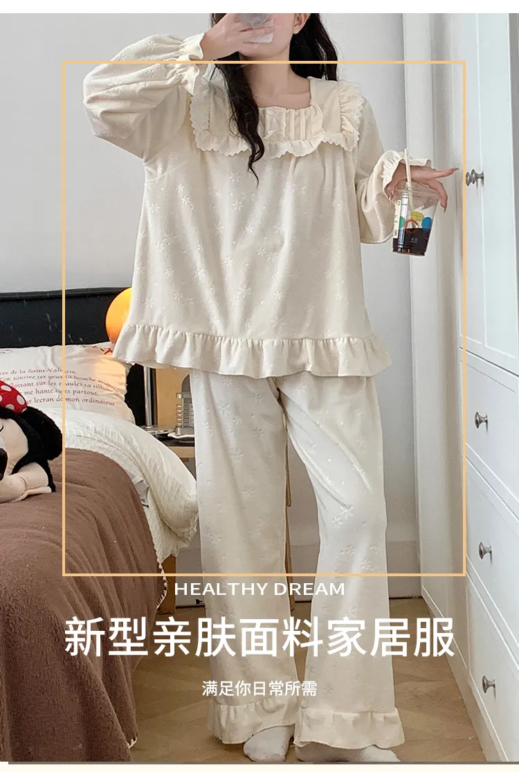 6706Z# Nouvelle collection hiver pyjama femme épais en velours polaire île, style princesse en dentelle, manches longues, ensemble de vêtements d'intérieur doux · Grossiste · OEM · Mondial - Detail 7