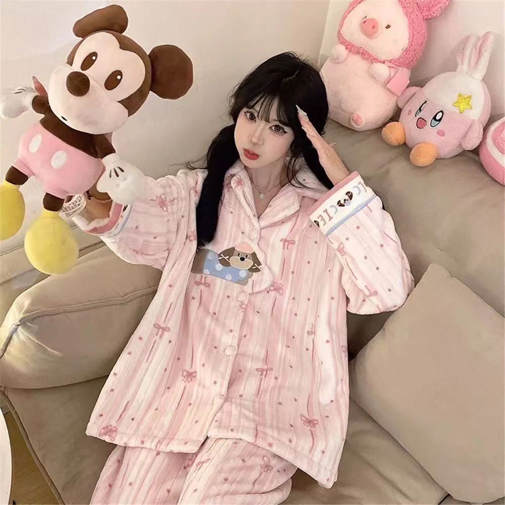 Xinyi winter pajamas women coral fleece long sleeve fleece thickened flannel cute puppy robe homewear · Wholesale · OEM · Worldwide Shipping - Detail 3