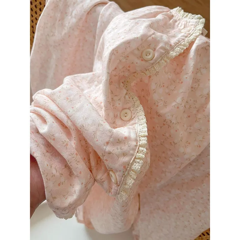 Cloud-Like Cotton Lace Pajamas for Women Korean Sweet Style Lace Floral Pajamas Women Spring Autumn Loungewear Set · Wholesale · OEM · Worldwide Shipping - View 2