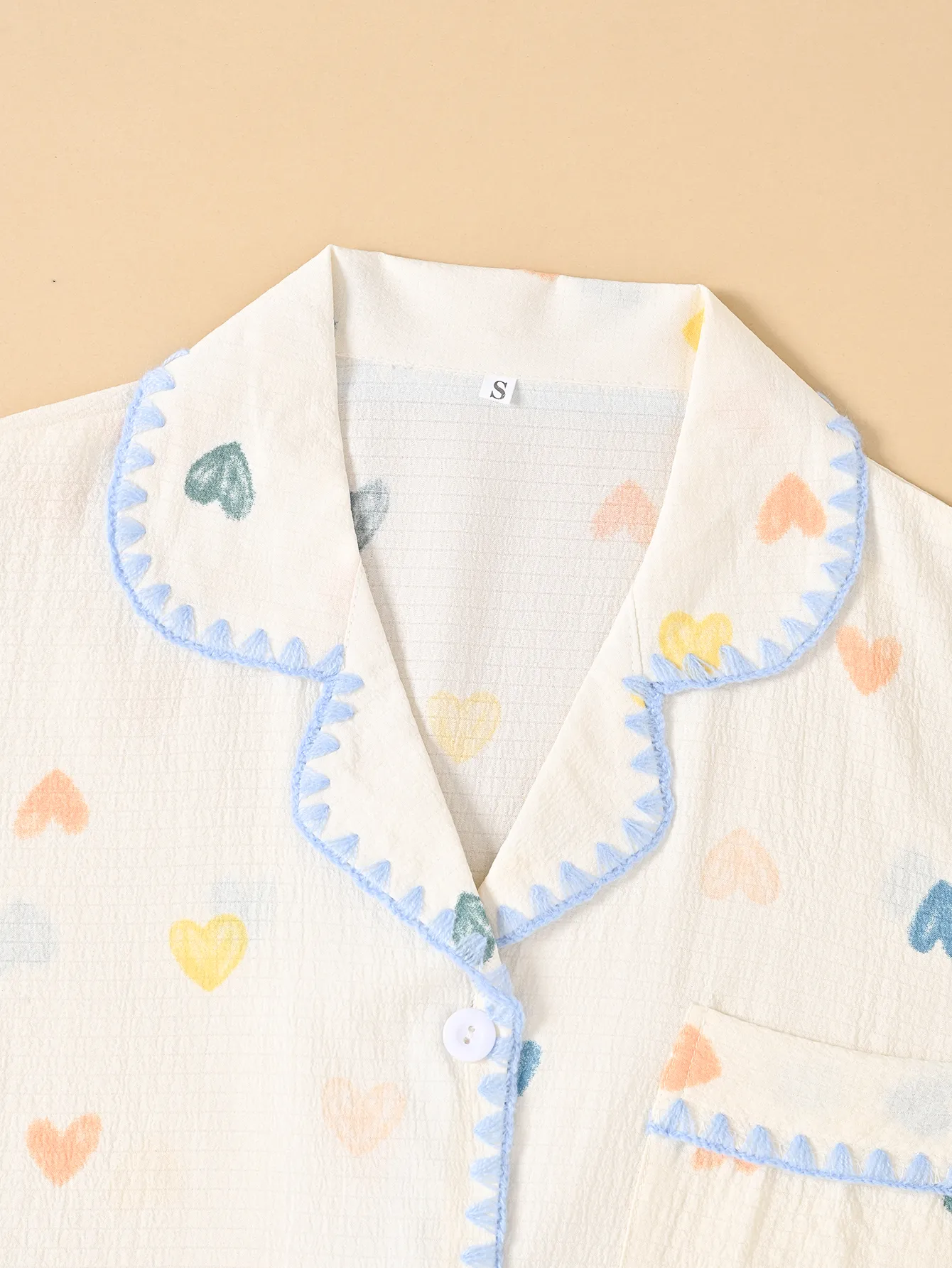 新作 TEMU・SHEIN・Amazon向け レディースハート柄パジャマセット 欧米風夏用ルームウェア · 卸売 · OEM · 世界へ発送 - Detail 3