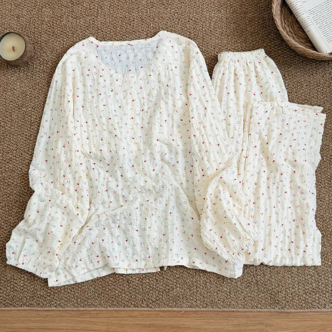 New Padded Bust Lace Trim Pajamas for Women Wannian Plaid Long Sleeve Long Pants Pajamas for Women Wearable Outside Loungewear · Wholesale · OEM · Worldwide Shipping - Detail 6