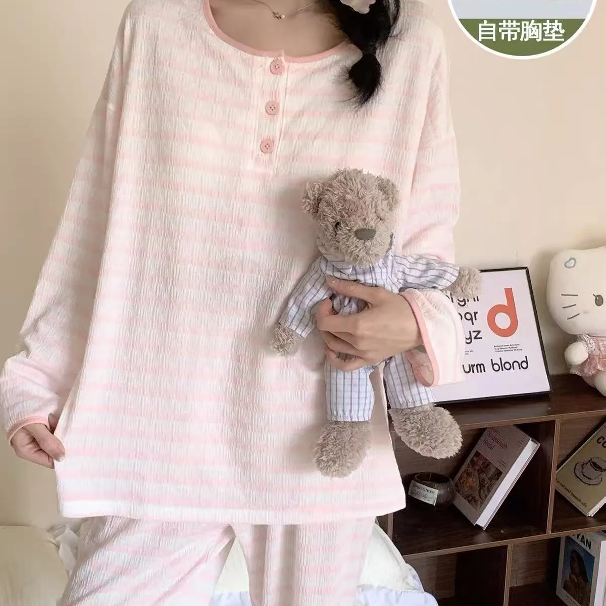 Ensemble pyjama femme style coréen automne-printemps cartoon portable à l'extérieur · Grossiste · OEM · Mondial - View 2