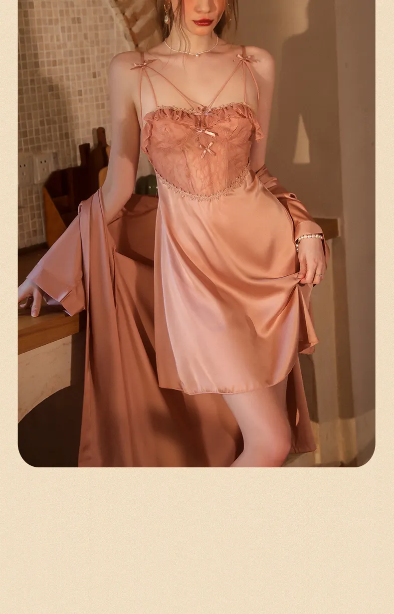 2025 Women's Two-Piece Sexy Sleepwear Set, Summer Camisole Nightgown with Padding and Western-Style Robe, Live-Stream Hot Item · Wholesale · OEM · Worldwide Shipping - Detail 22