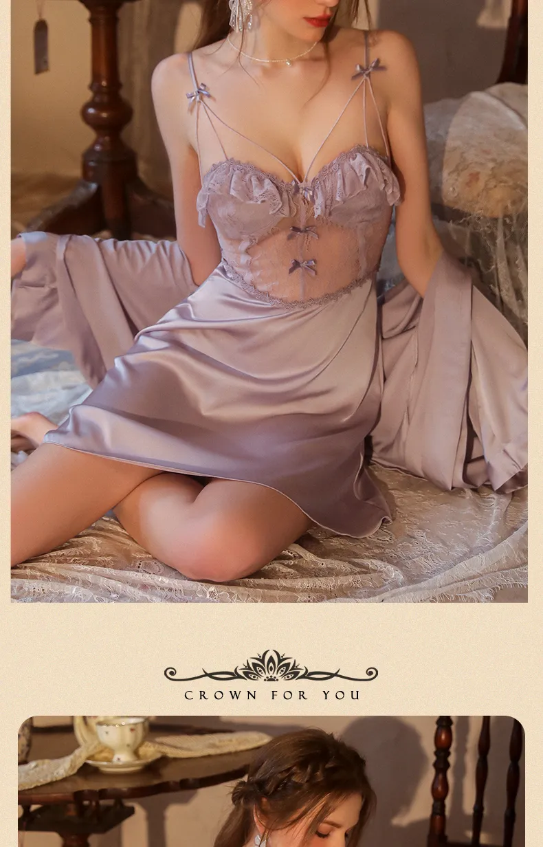 2025 Women's Two-Piece Sexy Sleepwear Set, Summer Camisole Nightgown with Padding and Western-Style Robe, Live-Stream Hot Item · Wholesale · OEM · Worldwide Shipping - Detail 9