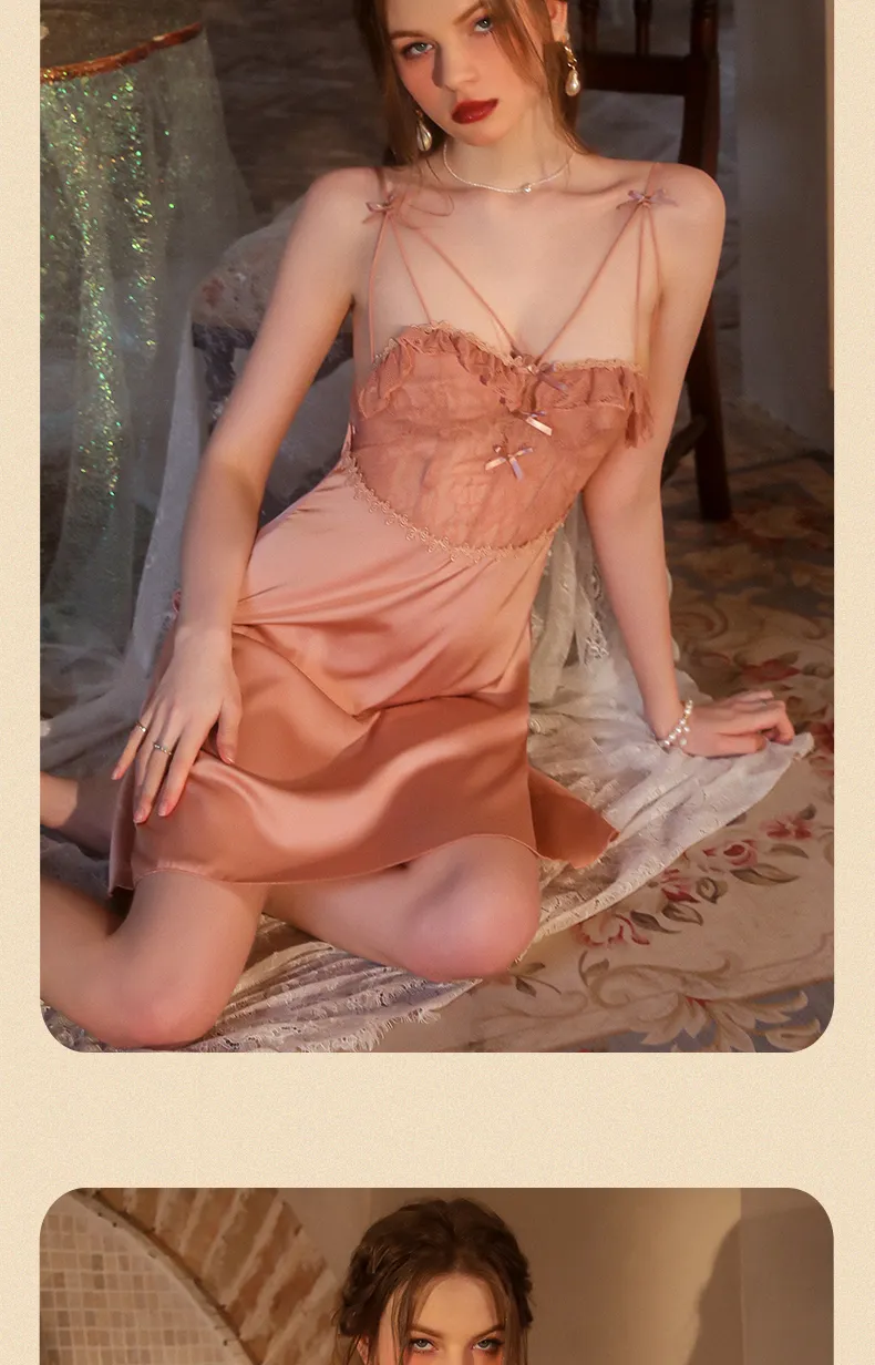 2025 Women's Two-Piece Sexy Sleepwear Set, Summer Camisole Nightgown with Padding and Western-Style Robe, Live-Stream Hot Item · Wholesale · OEM · Worldwide Shipping - Detail 21