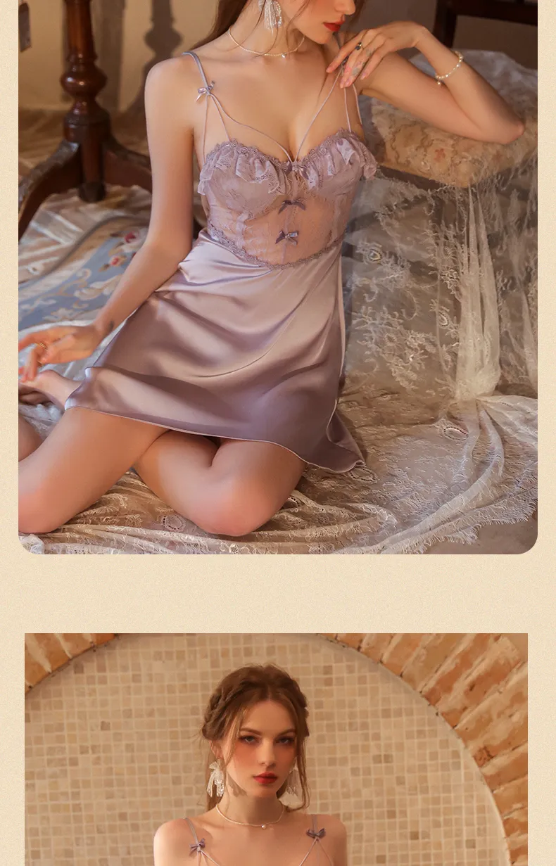 2025 Women's Two-Piece Sexy Sleepwear Set, Summer Camisole Nightgown with Padding and Western-Style Robe, Live-Stream Hot Item · Wholesale · OEM · Worldwide Shipping - Detail 10