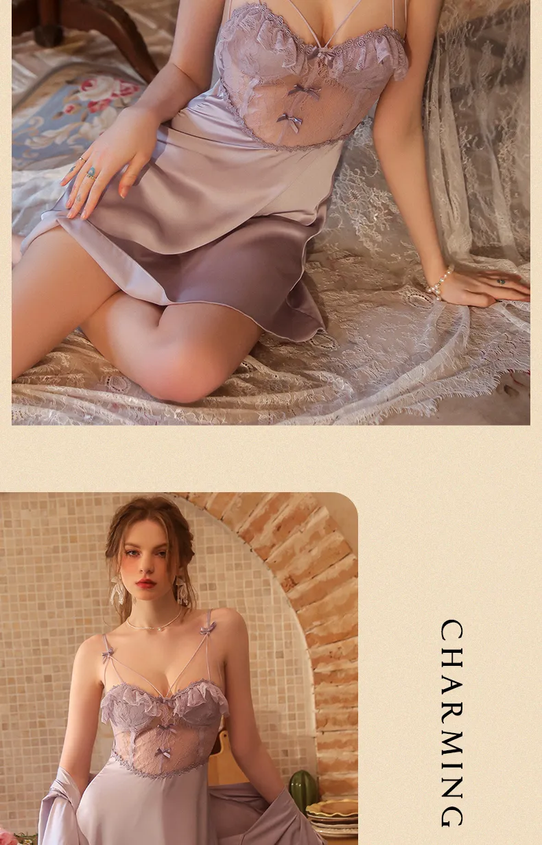 2025 Women's Two-Piece Sexy Sleepwear Set, Summer Camisole Nightgown with Padding and Western-Style Robe, Live-Stream Hot Item · Wholesale · OEM · Worldwide Shipping - Detail 13