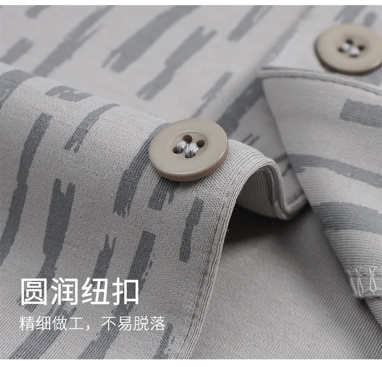 Piyama Pria Katun Murni Musim Semi/Gugur Terbaru, Model Kardigan, Potongan Longgar, Ukuran Besar L-4XL · Grosir · OEM · Pengiriman Global - Detail 10
