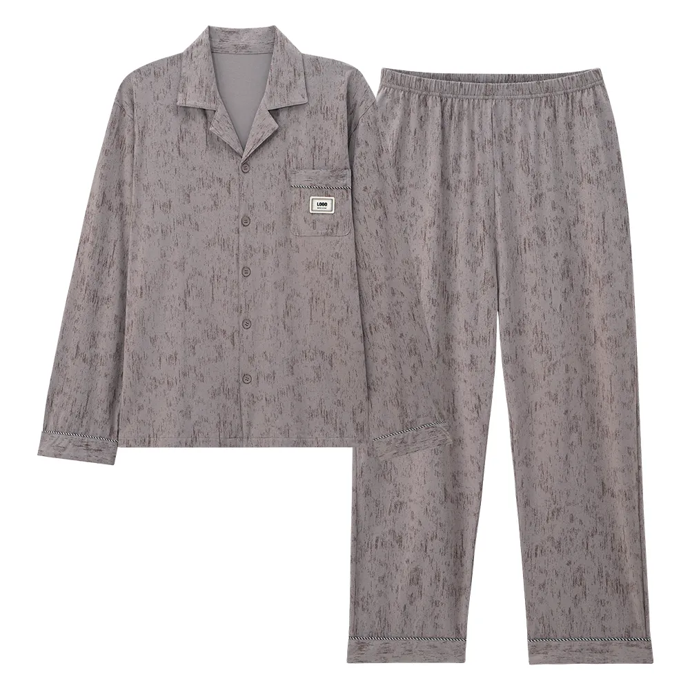 Nouveau pyjama homme en pur coton printemps/automne, cardigan, coupe ample, grandes tailles L-4XL · Grossiste · OEM · Mondial - View 4