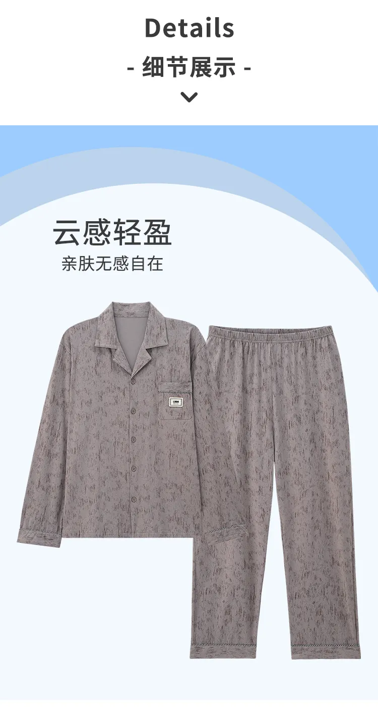 Nouveau pyjama homme en pur coton printemps/automne, cardigan, coupe ample, grandes tailles L-4XL · Grossiste · OEM · Mondial - Detail 12