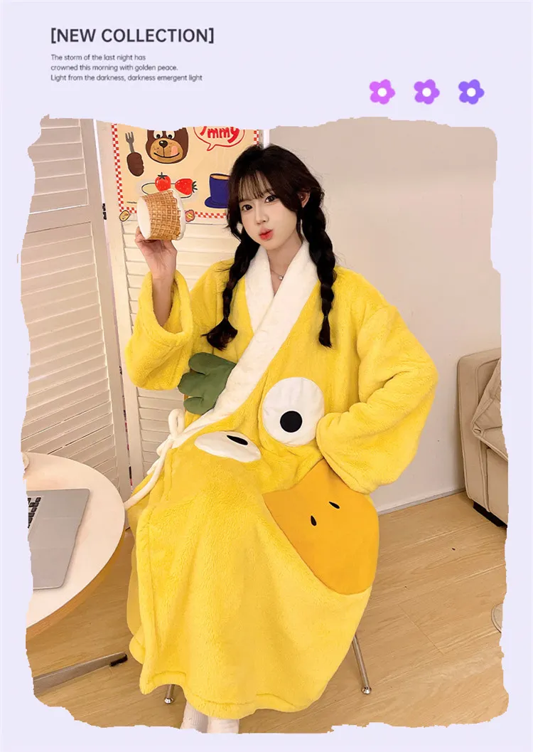 신상 잠옷 여성 가을겨울 산호绒 남성 욕袍 커플 파자마 세트 롱 욕의 두꺼운 겨울 · 도매 · OEM · 전 세계 배송 - Detail 9