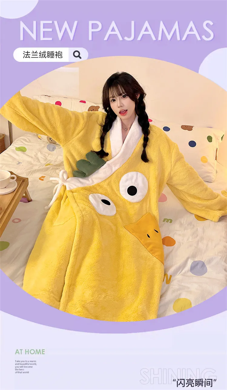 신상 잠옷 여성 가을겨울 산호绒 남성 욕袍 커플 파자마 세트 롱 욕의 두꺼운 겨울 · 도매 · OEM · 전 세계 배송 - Detail 2