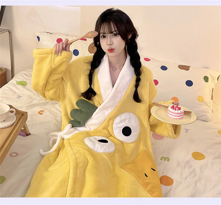 신상 잠옷 여성 가을겨울 산호绒 남성 욕袍 커플 파자마 세트 롱 욕의 두꺼운 겨울 · 도매 · OEM · 전 세계 배송 - Detail 12