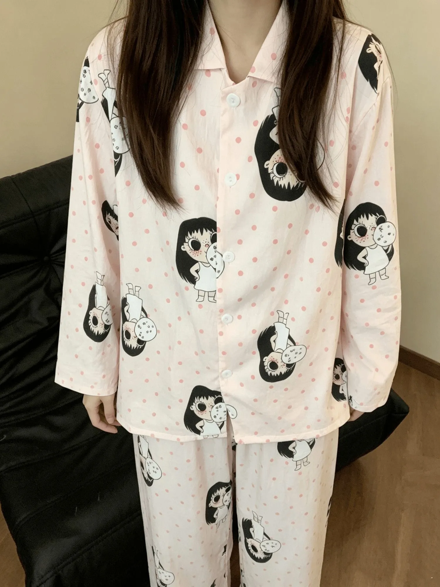 Spring Autumn New Ins Style Pajamas Women Long Sleeve Long Pants Cardigan Lapel Sweet Cute Loungewear · Wholesale · OEM · Worldwide Shipping - Detail 3