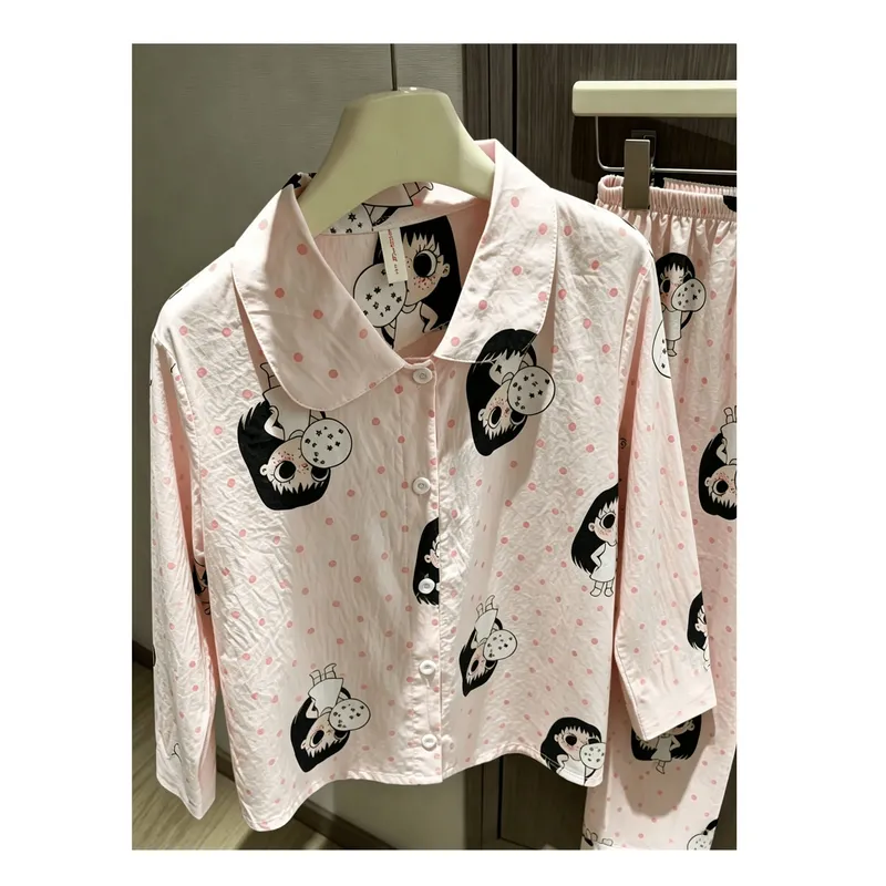 Spring Autumn New Ins Style Pajamas Women Long Sleeve Long Pants Cardigan Lapel Sweet Cute Loungewear · Wholesale · OEM · Worldwide Shipping