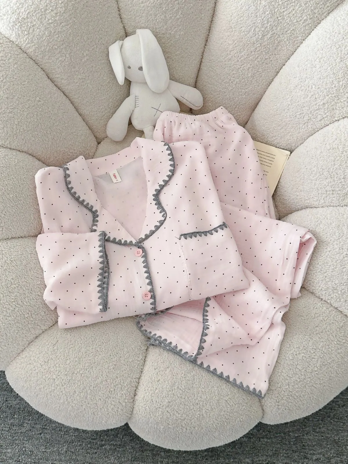 Spring and Autumn New Ins Style Pajamas for Women Long Sleeve Long Pants Cardigan Lapel Homewear · Wholesale · OEM · Worldwide Shipping - Detail 3