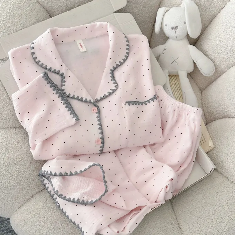 Spring and Autumn New Ins Style Pajamas for Women Long Sleeve Long Pants Cardigan Lapel Homewear · Wholesale · OEM · Worldwide Shipping - View 4