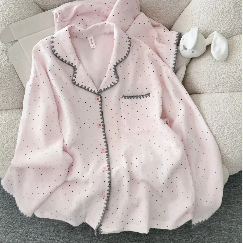 Spring and Autumn New Ins Style Pajamas for Women Long Sleeve Long Pants Cardigan Lapel Homewear · Wholesale · OEM · Worldwide Shipping