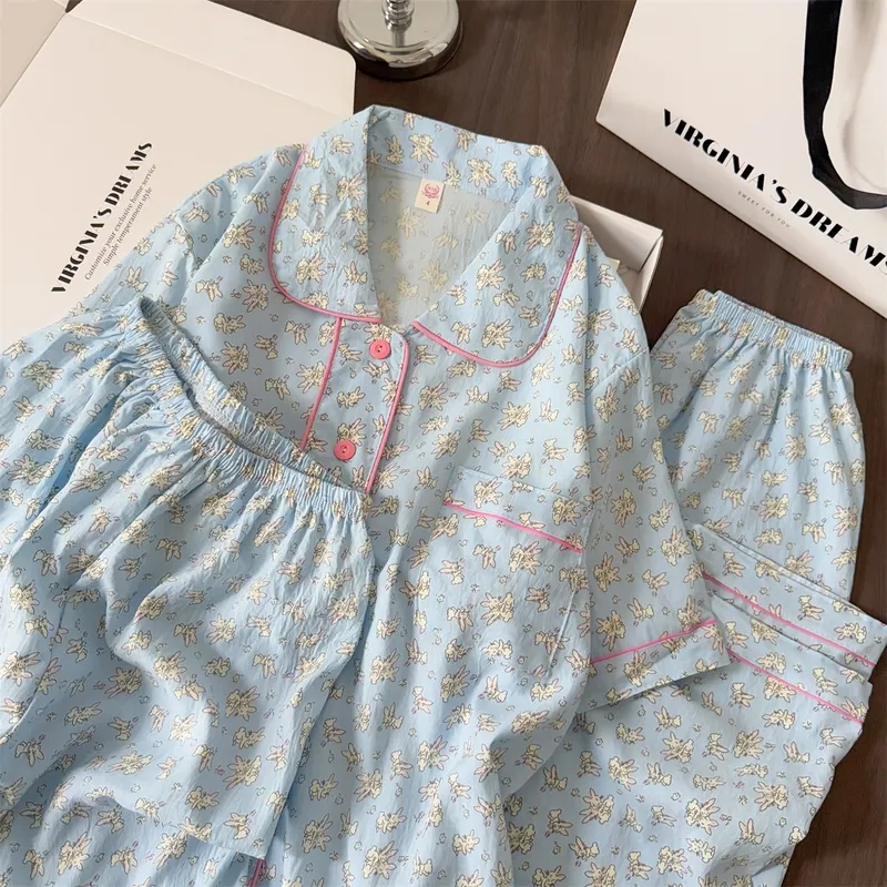 New Spring Summer Ins Style Pajamas Women Loose Casual Cardigan Sweet Cartoon Pajamas · Wholesale · OEM · Worldwide Shipping - View 2