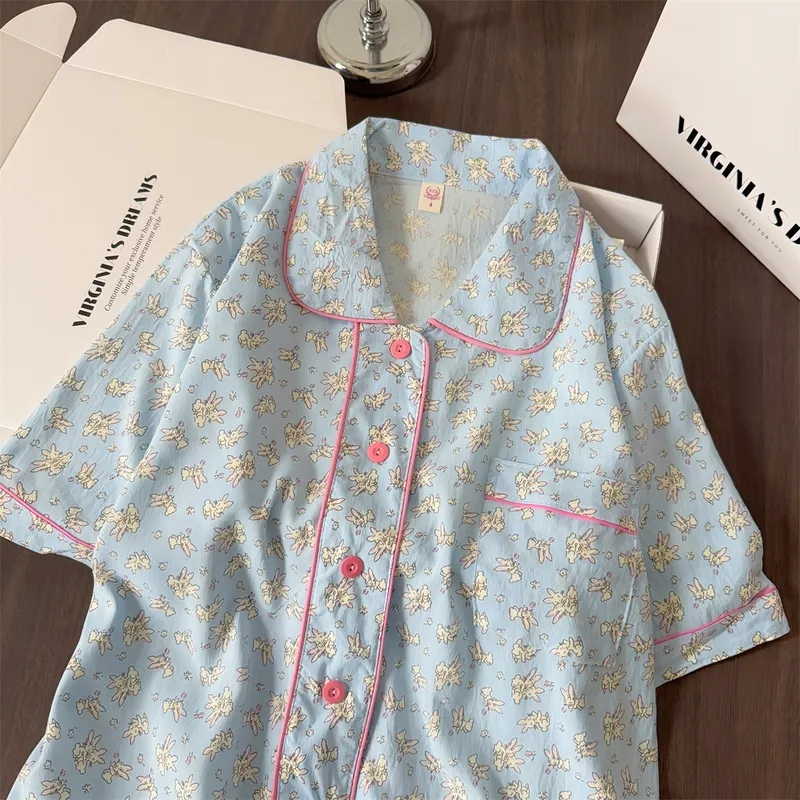 New Spring Summer Ins Style Pajamas Women Loose Casual Cardigan Sweet Cartoon Pajamas · Wholesale · OEM · Worldwide Shipping - View 3
