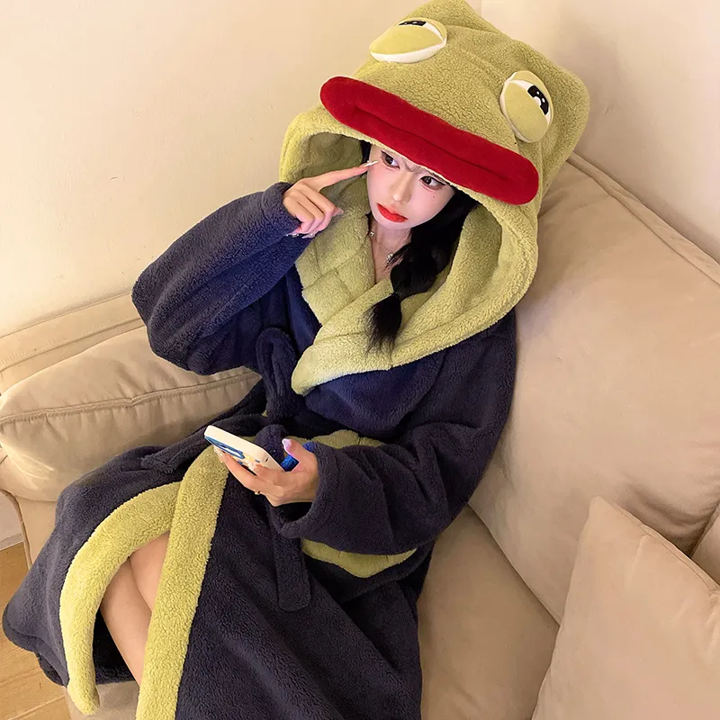 روب نوم جديد للنساء للخريف والشتاء، روب استحمام رجالي من نسيج الكورال، طقم بيجامة للثنائي، رداء استحمام طويل، سميك للشتاء · بيع بالجملة · تصنيع حسب الطلب · شحن عالمي