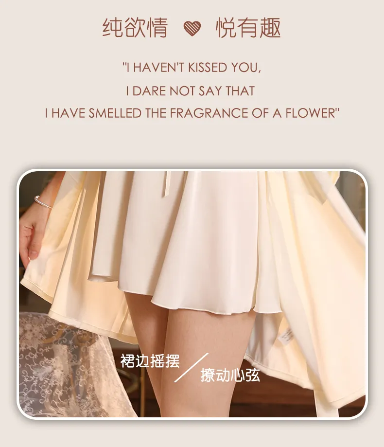Women's Cream-Style Backless Sleepwear, Embroidered Floral Lace Panel Ice Silk Nightgown Set, Premium Western-Style Design · Wholesale · OEM · Worldwide Shipping - Detail 2
