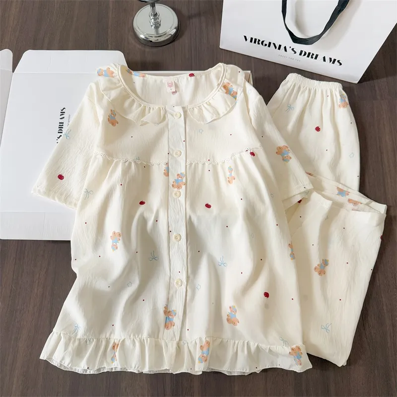 Nouveautés printemps-été, pyjama style ins, femme, ample et décontracté, gilet, pyjama mignon avec dessin animé · Grossiste · OEM · Mondial - View 1