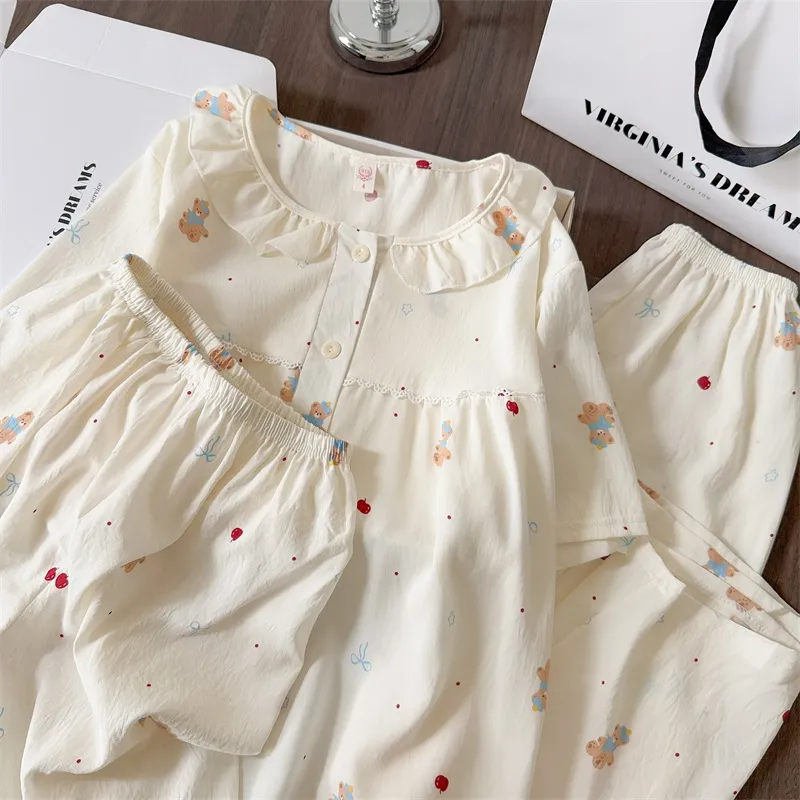 Nouveautés printemps-été, pyjama style ins, femme, ample et décontracté, gilet, pyjama mignon avec dessin animé · Grossiste · OEM · Mondial - Detail 4