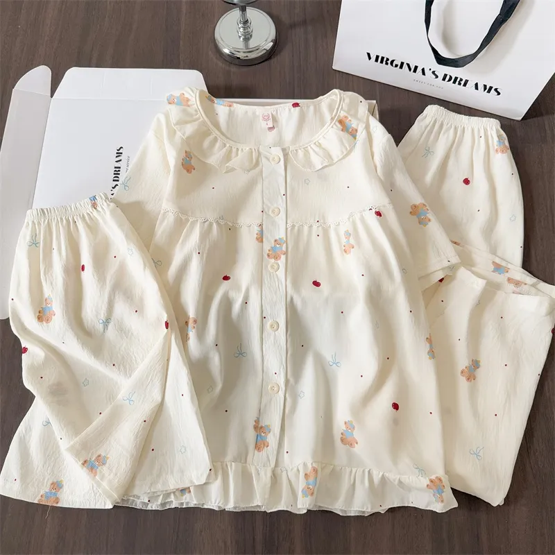 Nouveautés printemps-été, pyjama style ins, femme, ample et décontracté, gilet, pyjama mignon avec dessin animé · Grossiste · OEM · Mondial - Detail 3