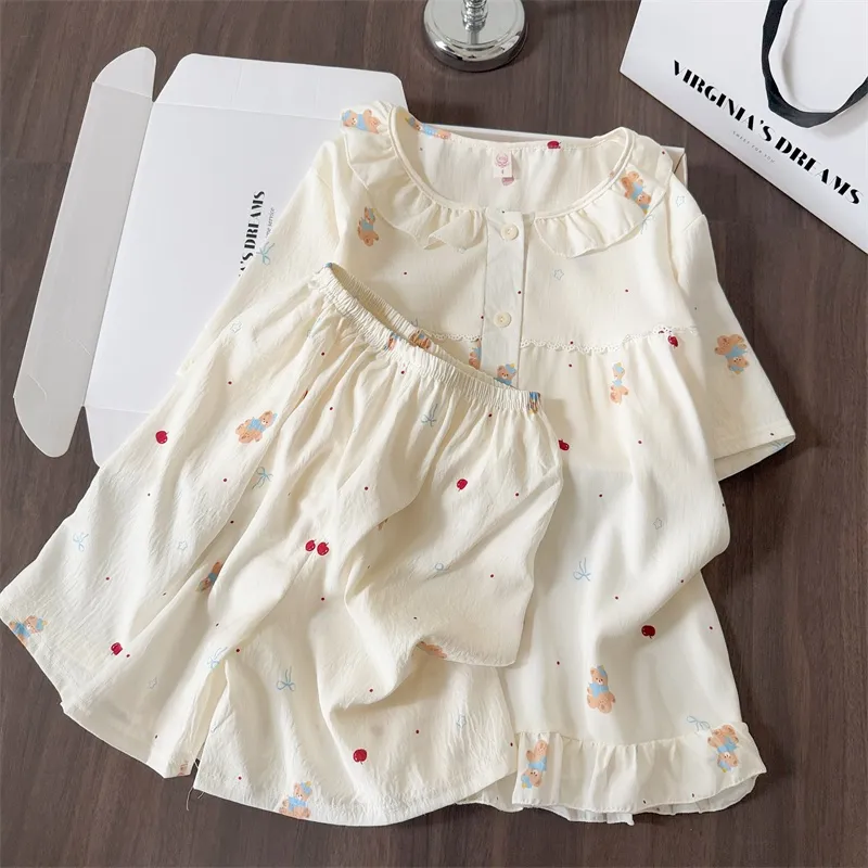 Nouveautés printemps-été, pyjama style ins, femme, ample et décontracté, gilet, pyjama mignon avec dessin animé · Grossiste · OEM · Mondial - Detail 8