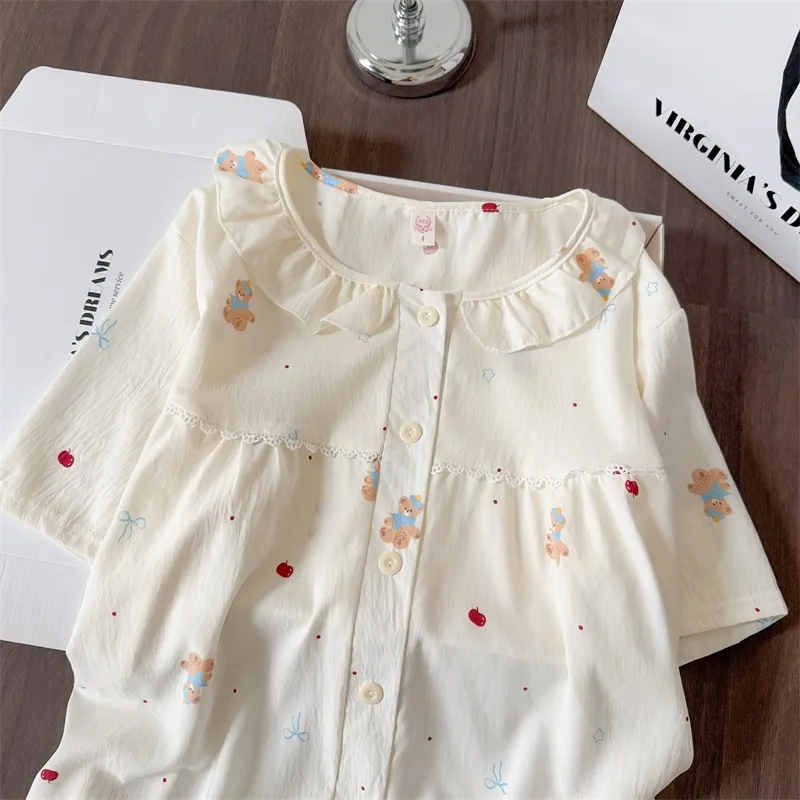 Nouveautés printemps-été, pyjama style ins, femme, ample et décontracté, gilet, pyjama mignon avec dessin animé · Grossiste · OEM · Mondial - Detail 7