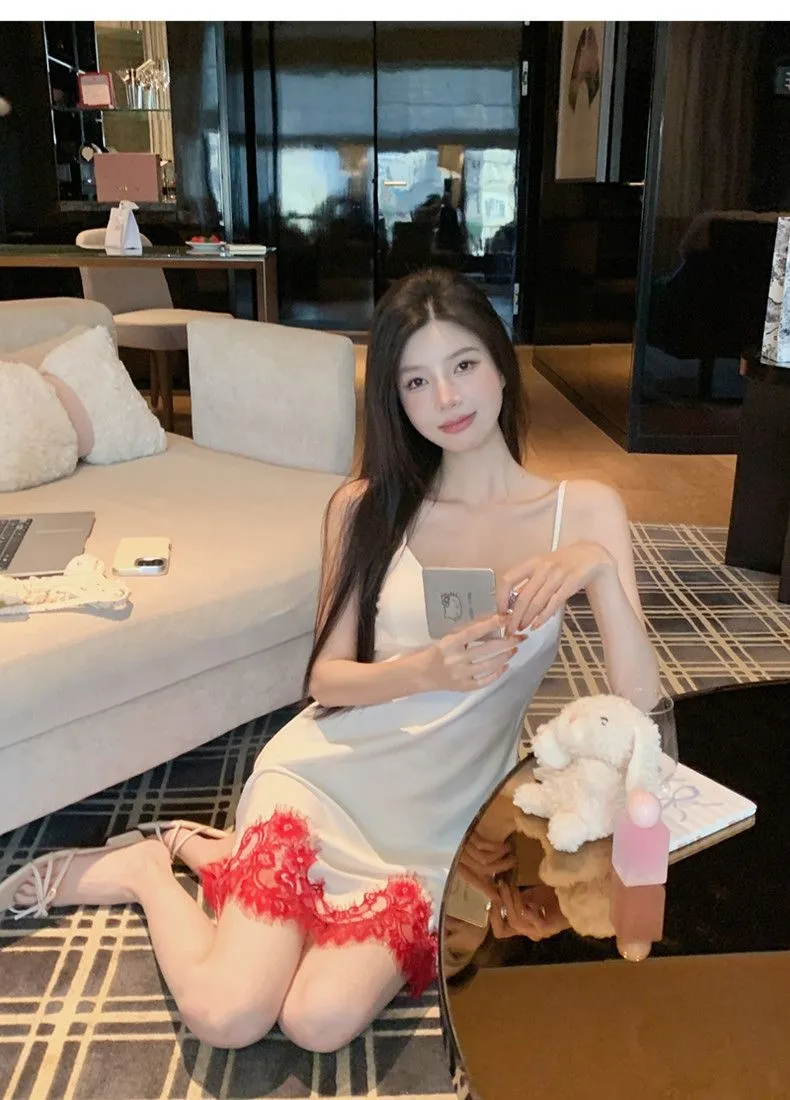 Pure Desire Style Zodiac Year Nightdress High-end Light Luxury French Lace Hollow Out Little Fairy Pajamas with Chest Pads Thin · Wholesale · OEM · Worldwide Shipping - Detail 6
