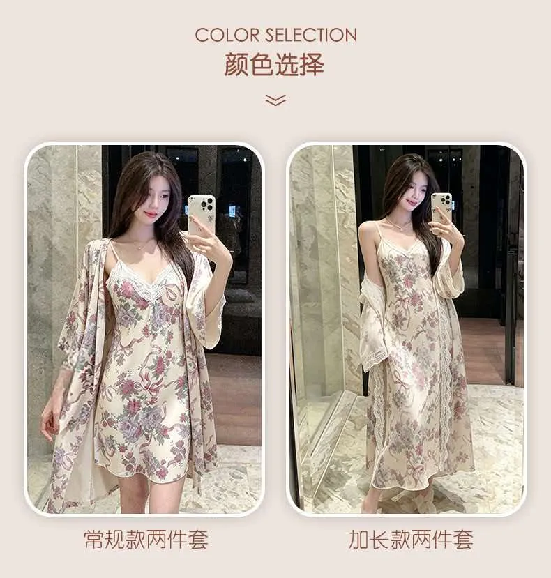 Sexy Spaghetti Strap Floral Nightdress Women Lace Backless Waist-Cinching Slimming Wearable Outside Loungewear Botanical Floral Long Dress · Wholesale · OEM · Worldwide Shipping - Detail 7