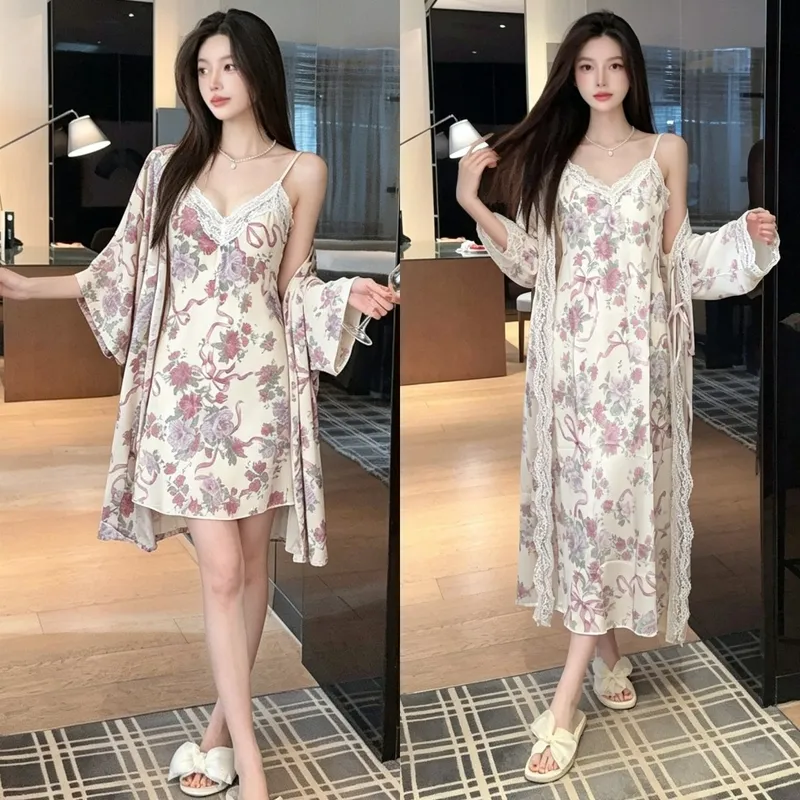 Sexy Spaghetti Strap Floral Nightdress Women Lace Backless Waist-Cinching Slimming Wearable Outside Loungewear Botanical Floral Long Dress · Wholesale · OEM · Worldwide Shipping