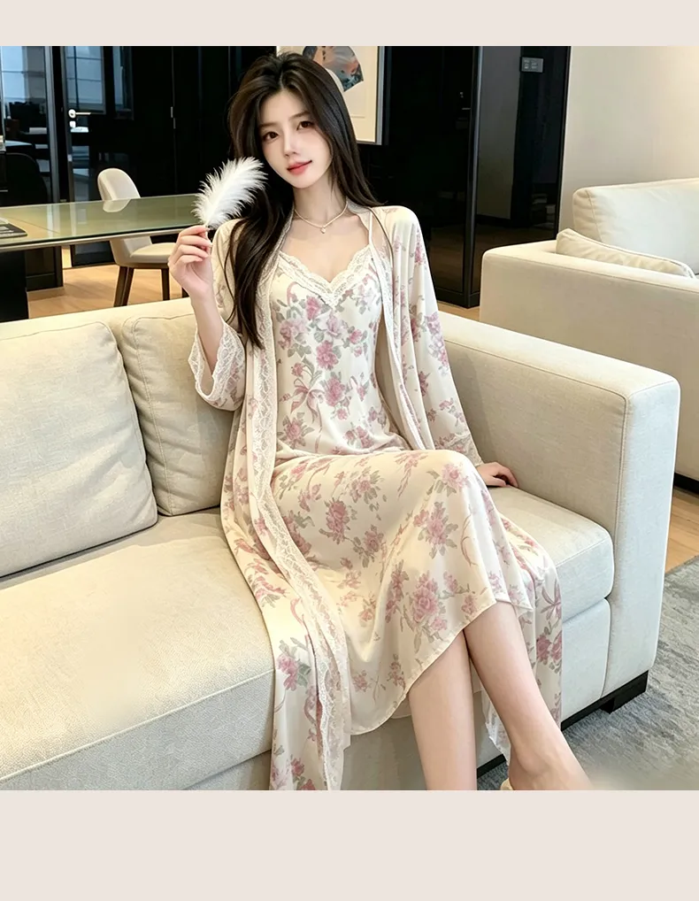 Sexy Spaghetti Strap Floral Nightdress Women Lace Backless Waist-Cinching Slimming Wearable Outside Loungewear Botanical Floral Long Dress · Wholesale · OEM · Worldwide Shipping - Detail 28