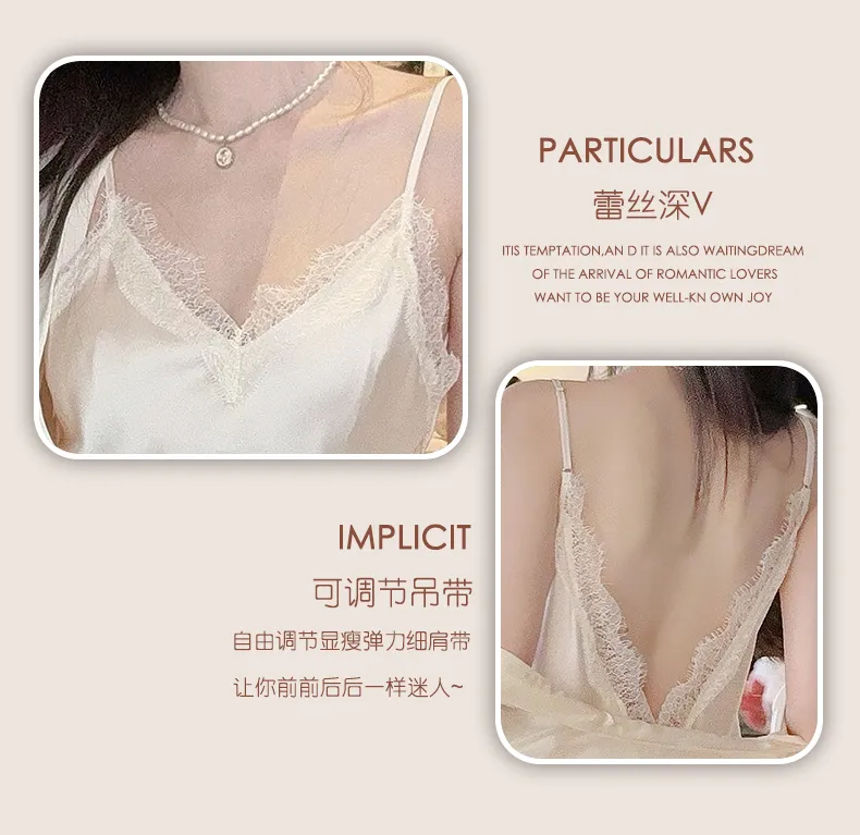 Best-seller style pure desire femme avec coussinets amovibles dos nu dentelle française classique haut de gamme nuisette live · Grossiste · OEM · Mondial - Detail 5