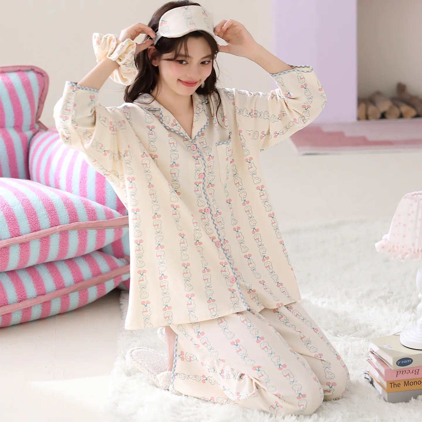 Sweet Girl 7-Piece Set Autumn Viral Long Pants Long-Sleeve Pure Cotton Pajamas, Soft and Skin-Friendly, Wearable Outside · Wholesale · OEM · Worldwide Shipping
