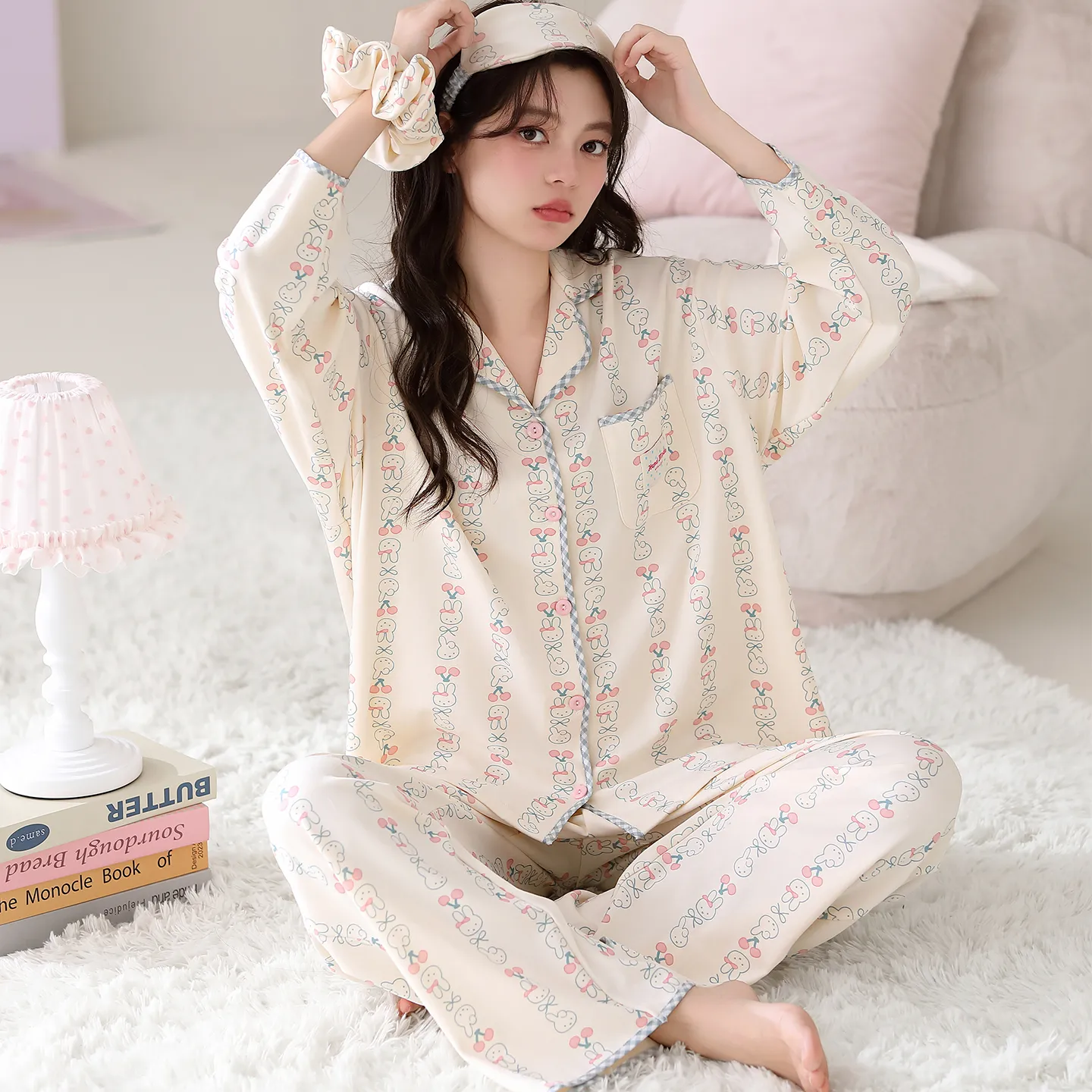 Sweet Girl 7-Piece Set Autumn Viral Long Pants Long-Sleeve Pure Cotton Pajamas, Soft and Skin-Friendly, Wearable Outside · Wholesale · OEM · Worldwide Shipping - View 1