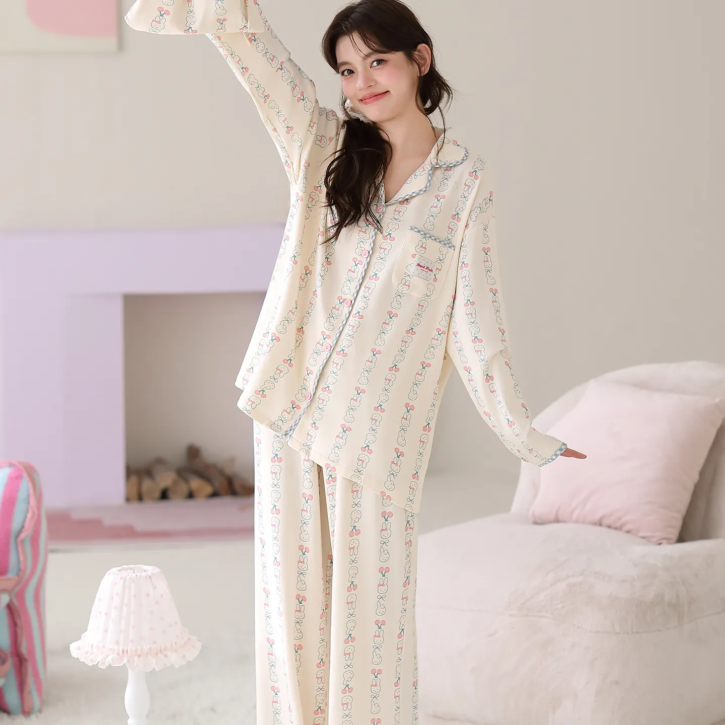 Sweet Girl 7-Piece Set Autumn Viral Long Pants Long-Sleeve Pure Cotton Pajamas, Soft and Skin-Friendly, Wearable Outside · Wholesale · OEM · Worldwide Shipping - View 2