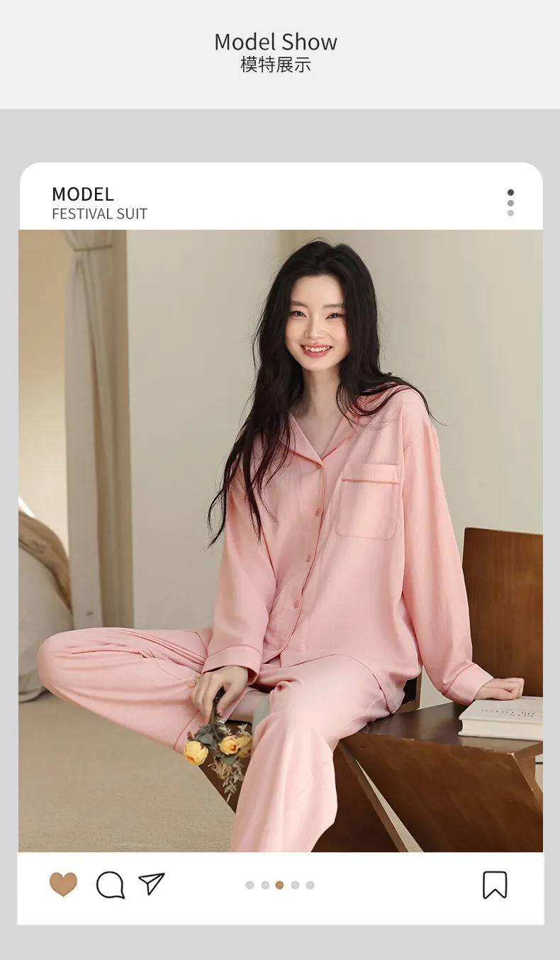 Women's Premium Double-Layer Cotton Sleepwear, Pure Cotton Long-Sleeve Pajamas, Autumn New Arrival, Cotton Homewear, Wearable Outside · Wholesale · OEM · Worldwide Shipping - Detail 8